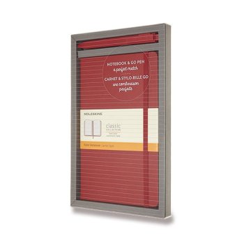 Zápisník Moleskine A5 červený s GoPen, dárková sada