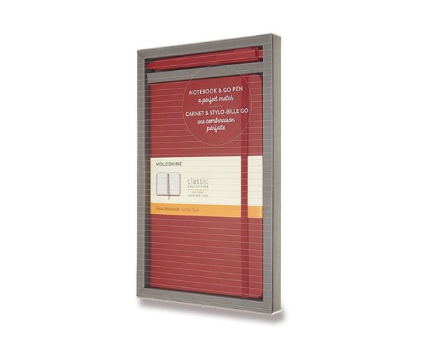 Zápisník Moleskine A5 červený s GoPen, dárková sada