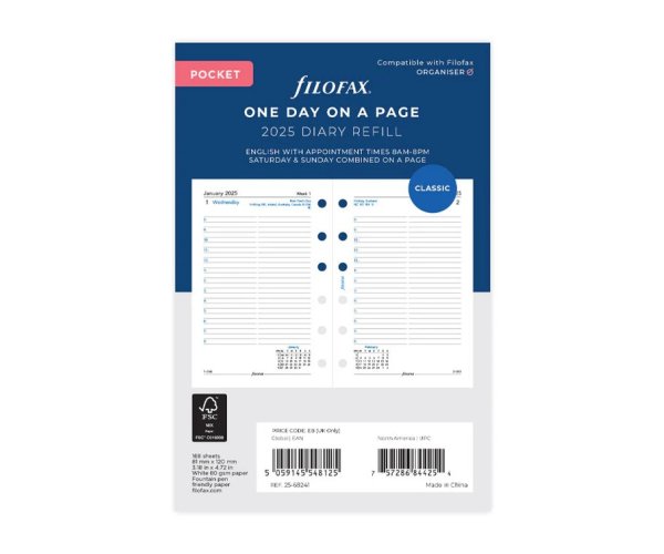 Filofax kalendář kapesní 2025 AJ den/1 strana