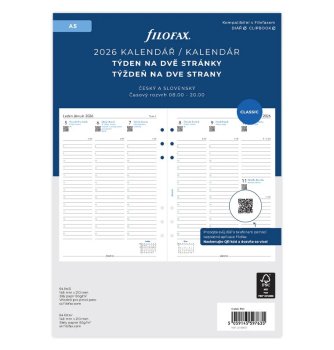 Filofax kalendář A5 2026 ČJ+SJ týden/2 stránky