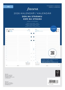 Filofax A5 kalendář 2026 ČJ+SJ den/1 stránka
