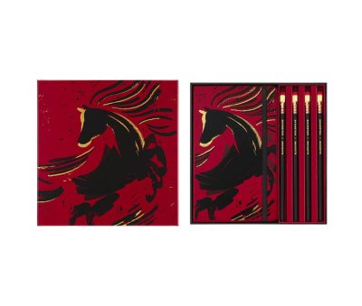 Moleskine Horse Wood sada zápisníku a 4 tužek